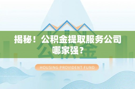 大武揭秘！公积金提取服务公司哪家强？