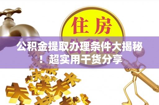 大武公积金提取办理条件大揭秘！超实用干货分享